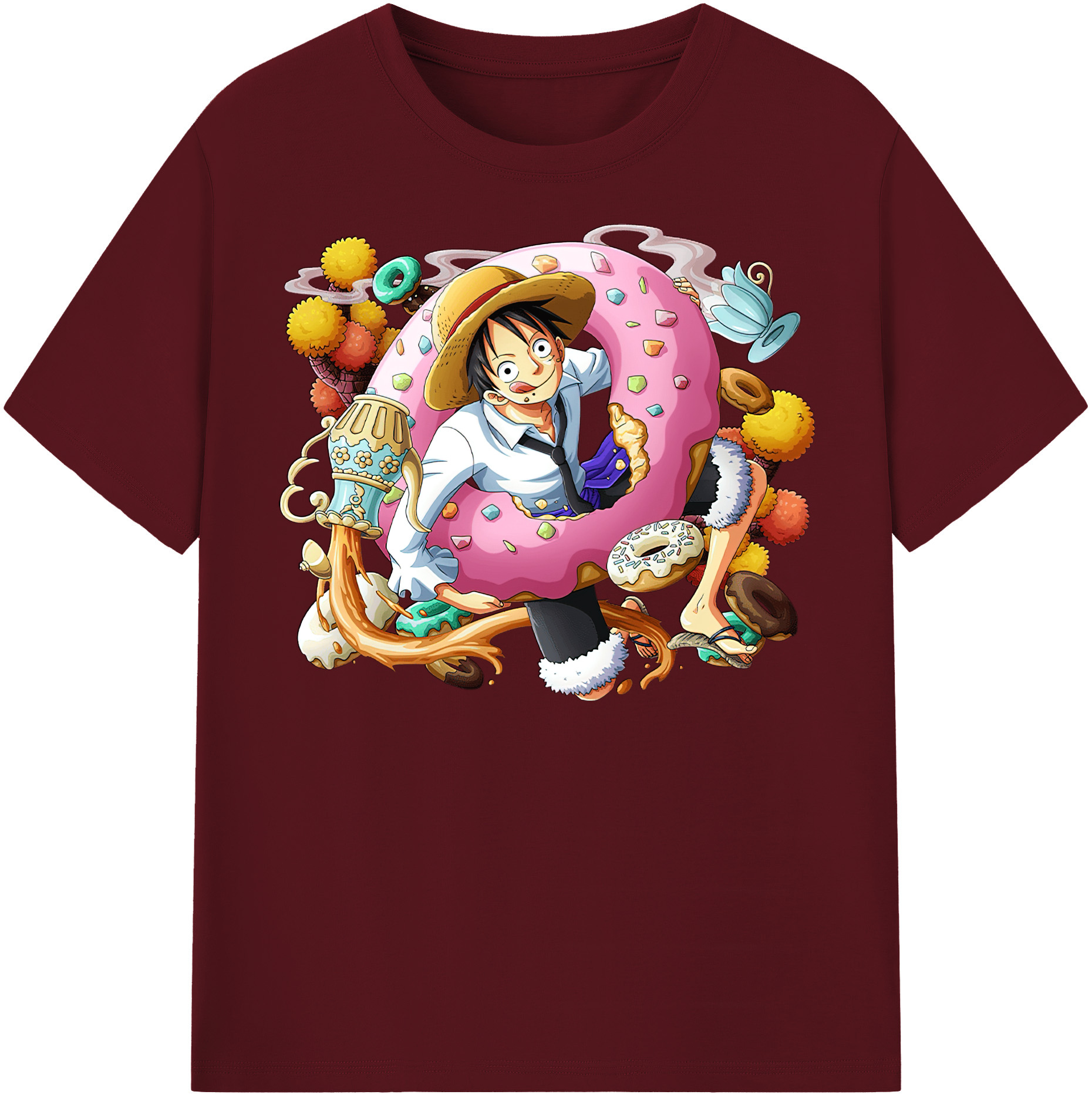 ワンピース モンキー・D・ルフィ ONE PIECE Monkey D. Luffy 綿100％半袖Tシャツ（フロントプリント）